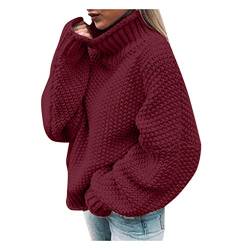 Weißer Rollkragenpullover Damen Alpaka Grobstrick Rollkragenpullover Pullover Cashmere Kuschel Strickpullover Pulli Langarm Strick Winterpullover Rolli Sexy Wollpulli Rollkragen von Fulidngzg