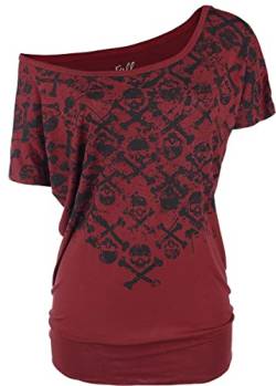 Full Volume by EMP Damen rotes lockeres Basic T-Shirt mit Totenkopf-Print 4XL von Full Volume by EMP