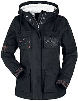 Full Volume by EMP Damen schwarze Winterjacke mit Prints und Stickerei L von Full Volume by EMP