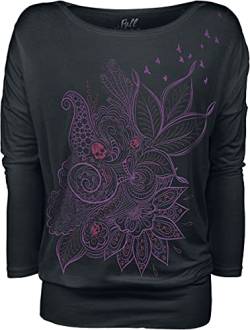 Full Volume by EMP Damen schwarzes lockeres Langarmshirt mit Print S von Full Volume by EMP