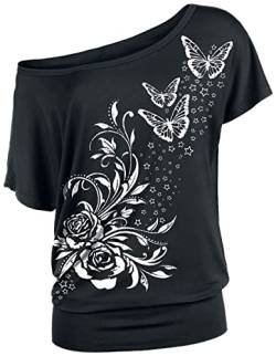 Full Volume by EMP Damen schwarzes lockeres T-Shirt mit Print M von Full Volume by EMP