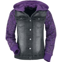 Full Volume by EMP Jeansjacke - Jeansjacke mit Sweatärmeln und Kapuze - XS bis 5XL - für Damen - Größe 4XL - schwarz/lila von Full Volume by EMP