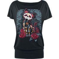 Full Volume by EMP T-Shirt - Schwarzes T-Shirt mit Print und Rundhalsausschnitt - S bis 3XL - für Damen - Größe S - schwarz von Full Volume by EMP