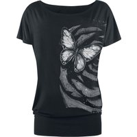 Full Volume by EMP T-Shirt - T-Shirt mit Schmetterlingsprint - S bis 5XL - für Damen - Größe S - schwarz von Full Volume by EMP