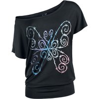 Full Volume by EMP T-Shirt - T-Shirt mit buntem Stacheldraht-Schmetterling - XS bis 5XL - für Damen - Größe 3XL - schwarz von Full Volume by EMP