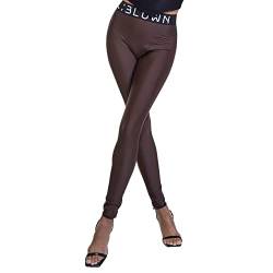 Full:Blown High Fit Seamless Leggings for Women - Skin Friendly Stretch Material - Branded Elastic Waist Band for Better Tummy Control - Italian Biflex - Machine Wash Only - Brown - Large (164-170) von Full:Blown