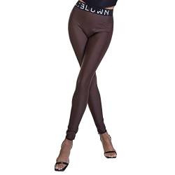 Full:Blown High Fit Seamless Leggings for Women - Skin Friendly Stretch Material - Branded Elastic Waist Band for Better Tummy Control - Italian Biflex - Machine Wash Only - Brown - Small (164-170) von Full:Blown