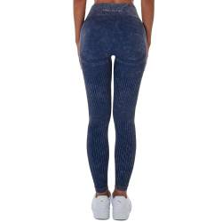 Full:Blown Nahtlose Leggings Damen - Ultimativer Komfort und Stil für Frauen - Yogahose Jogginghose Damen - Perfekt für Yoga, Laufen und den täglichen Gebrauch - Dark Denim, XS von Full:Blown