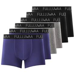 Fullluwaa Boxershorts Herren 6er Pack Retroshorts Trunks Men Unterwäsche Unterhosen Männer Baumwolle S,M,L,XL,2XL,3XL(L,Schwarz-DunkelGrau-Blau) von Fullluwaa