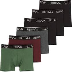 Fullluwaa Boxershorts Herren 6er Pack Retroshorts Trunks Men Unterwäsche Unterhosen Männer Baumwolle S,M,L,XL,2XL,3XL von Fullluwaa