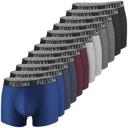 Fullluwaa Boxershorts Men Herren 10er/12er Pack Retroshorts Männer Trunks Baumwolle Unterwäsche Weiche und Ideale Passform(Ohne Kratzenden Zettel) von Fullluwaa