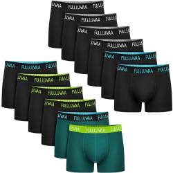 Fullluwaa Boxershorts Men Herren 10er/12er Pack Retroshorts Männer Trunks Baumwolle Unterwäsche Weiche und Ideale Passform(Ohne Kratzenden Zettel) von Fullluwaa