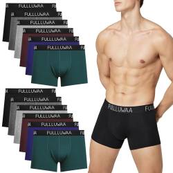 Fullluwaa Boxershorts Men Herren 12er Pack Retroshorts Männer Trunks Baumwolle Unterwäsche Weiche und Ideale Passform(Ohne Kratzenden Zettel) von Fullluwaa