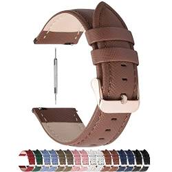 Fullmosa Uhrenarmband Cross Serie Echtes Leder Ersatzarmbänder Smartwatch Armband mit Edelstahl Metall Schließe 16mm, Braun + Roségold Schnalle von Fullmosa