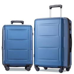 Fulvari 2-teiliges Gepäck-Set, Handgepäck-Koffer-Sets mit TSA-Schloss, erweiterbarer ABS-Leichter Koffer mit 360-Grad-Drehrollen, für Männer und Frauen, Reisen, Business, Blau 20+24, Einheitsgröße von Fulvari