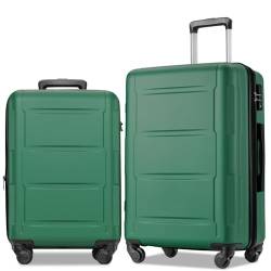 Fulvari 2-teiliges Gepäck-Set, Handgepäck-Koffer-Sets mit TSA-Schloss, erweiterbarer ABS-Leichter Koffer mit 360-Grad-Drehrollen, für Männer und Frauen, Reisen, Business, Grün 20+24, Einheitsgröße von Fulvari