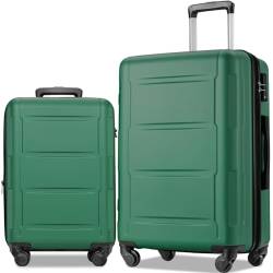 Fulvari 2-teiliges Gepäck-Set, Handgepäck-Koffer-Sets mit TSA-Schloss, erweiterbarer ABS-Leichter Koffer mit 360-Grad-Drehrollen, für Männer und Frauen, Reisen, Business, Grün 20+28, Einheitsgröße von Fulvari