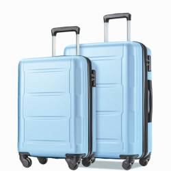 Fulvari 2-teiliges Gepäck-Set, Handgepäck-Koffer-Sets mit TSA-Schloss, erweiterbarer ABS-leichter Koffer mit 360-Grad-Drehrollen, für Männer und Frauen, Reisen, Business, Hellblau 20+24, Einheitsgröße von Fulvari
