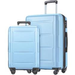 Fulvari 2-teiliges Gepäck-Set, Handgepäck-Koffer-Sets mit TSA-Schloss, erweiterbarer ABS-leichter Koffer mit 360-Grad-Drehrollen, für Männer und Frauen, Reisen, Business, Hellblau 20+28, Einheitsgröße von Fulvari