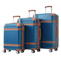 Fulvari 3-teiliges Gepäck-Set, Reisekoffer mit 8 Spinnrädern, TSA-zugelassenes Schloss, Kollisionsschutz, Winkel, Reisegepäck, 3 Größen (50,8 cm, 61 cm, 71,1 cm), Blau, 3-teilig, 50,8 cm + 61 cm + von Fulvari