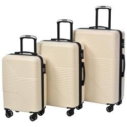 Fulvari 3-teiliges Gepäck-Set, erweiterbares Hartschalen-Gepäck-Set mit Spinnrollen und TSA-Schloss, leichtes Reisegepäck-Set, Handgepäck für Geschäftsreisen, cremefarben, 3-teiliges Set, modisch von Fulvari