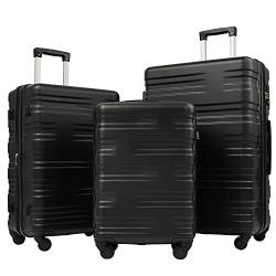 Fulvari 3-teiliges Gepäck-Set mit TSA-Schloss, Hartschale, leichtes Koffer-Set mit 4 leisen 360-Grad-Drehrädern für Damen und Herren (50,8 cm/61 cm/71,1 cm), Schwarz, wie abgebildet, Einheitsgröße, von Fulvari