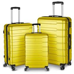 Koffer-Set, Koffer mit Rollen, Hartschale, erweiterbares Gepäck mit Spinner-Rollen, ABS, langlebiges Kofferset mit TSA-Schloss für Reisen, 3 Stück, gelb, Reisen von Fulvari