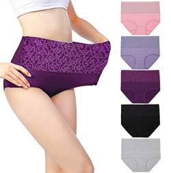 Fulyou Damen Unterhosen Baumwolle Slip Damen Pantys High Waist Taillenslip Mehrpack Wochenbett Unterwäsche Kaiserschnitt Unterhose von Fulyou