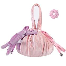 Lazy Kosmetiktasche mit Kordelzug, tragbar, groß, Reise-Kosmetiktasche für Frauen, Mädchen, Rosa mit lila Kaninchen (Pink) - a-194 von Fumxin