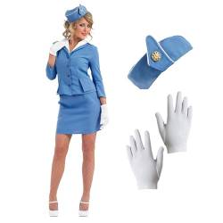 Fun Shack Blaues Stewardess Kostüm für Damen, sexy Flugbegleiterin Uniform - S von Fun Shack