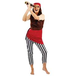 Fun Shack Rotes Piraten Kostüm für Damen, Damen Sexy Piraten Kostüm, Pirat Faschingskostüme Damen, Halloween Kostüm Damen Pirat, Piratenkostüm - Größe M von Fun Shack