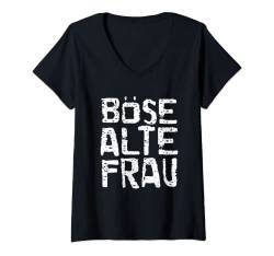 Damen Böse alte Frau Design I Sarkasmus, Satire Motiv T-Shirt mit V-Ausschnitt von Fun-Shirt Geschenk-Idee für Böse alte Frau