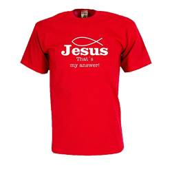 Jesus, That´s My Answer, edel bedrucktes T-Shirt mit religiösem christlichen Motiv oder Spruch, Geschenk, große Größen Funshirt (FSJ002) 4XL von Fun T-Shirt