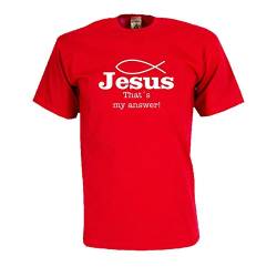 Jesus, That´s My Answer, edel bedrucktes T-Shirt mit religiösem christlichen Motiv oder Spruch, Geschenk, große Größen Funshirt (FSJ002) L von Fun T-Shirt