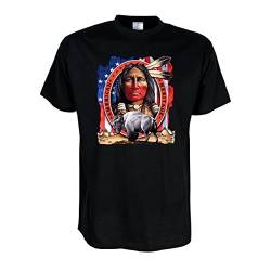 T-Shirt American Heritage, Indianer Zelte Sternenbanner Bison, bedrucktes American Style Baumwoll Funshirt, auch große Größen (AIM00124) 6XL von Fun T-Shirt