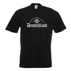 T-Shirt Deutschland, Harder Better Faster Stronger, schwarzes Baumwoll Ländershirt mit weißem Brustdruck, auch große Größen (WMS05-03a) 4XL von Fun T-Shirt