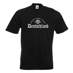 T-Shirt Deutschland, Harder Better Faster Stronger, schwarzes Baumwoll Ländershirt mit weißem Brustdruck, auch große Größen (WMS05-03a) XL von Fun T-Shirt