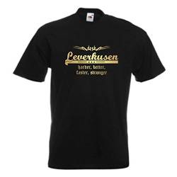 T-Shirt Leverkusen Harder Better Faster Stronger Städteshirt mit goldenem Brustdruck bedrucktes Fanshirt mit Tribal große Größen (SFU10-03a) 3XL von Fun T-Shirt