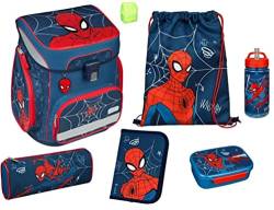Fun Unlimited Spiderman Schulranzen Set 8teilig - Scooli Easy Fit mit Schüleretui, Schlamper, Turnbeutel, Trinkflasche, Brotdose, Schlüsselanhänger und Regenschutz von Fun Unlimited