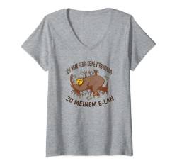 Damen Ich Habe Heute Keine Verbindung Zu Meinem E-Lan - Faultier T-Shirt mit V-Ausschnitt von Fun & Humor Sprüche & Geschenke