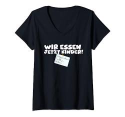Damen Wir Essen Jetzt Kinder Satzzeichen Retten Leben - Humor T-Shirt mit V-Ausschnitt von Fun & Humor Sprüche & Geschenke