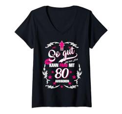 80 Geburtstag Frau Geschenk lustig | Nur kein Neid 80 Jahre T-Shirt mit V-Ausschnitt von FunShirtDealer