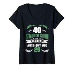 Damen 40 Geburtstag Frau Geschenk lustig 40 Jahre T-Shirt mit V-Ausschnitt von FunShirtDealer