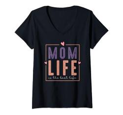 Damen Lustiger Mama Spruch | Bestes Leben | Muttertag T-Shirt mit V-Ausschnitt von FunShirtDealer