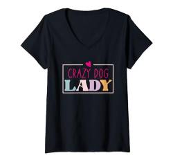Damen Retro Hunde Mama | Einfach eine verrückte Hundemama T-Shirt mit V-Ausschnitt von FunShirtDealer