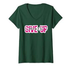 Damen Spruch Motivation | Niemals aufgeben T-Shirt mit V-Ausschnitt von FunShirtDealer
