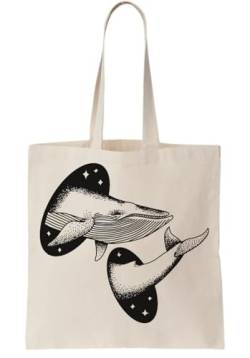Functon+ Whale In A Black Hole Starry Night Canvas Tote Bag Natural von Functon+
