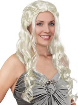 Funidelia | Daenery Targarian Perücke - Game of Thrones für Damen Khaleesi, Daenerys Targaryen, Game of Thrones, Film und Serien - Zubehör für Erwachsene, Zubehör für Kostüm - Gelb von Funidelia