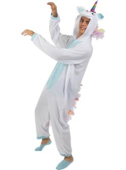 Funidelia | Einhorn Onesie Kostüm blau für Herren & Damen Kostüme für Erwachsene & Verkleidung für Partys, Karneval & Halloween - Größe S-M - Weiß von Funidelia