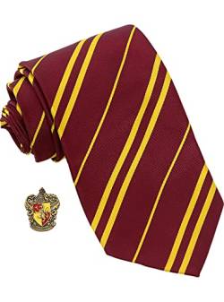 Funidelia | Gryffindor Harry Potter Krawatte mit Pin für Männer & Frauen Lustige Geschenke für Erwachsene an Weihnachten, Geburtstag und anderen Anlässen - Granatfarben von Funidelia